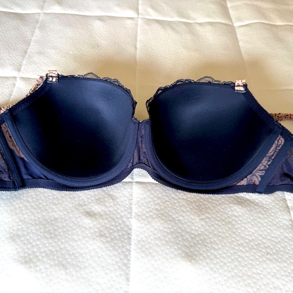 Stella McCartney Balconette Bra in Navy and Pink - Picture 6 of 9